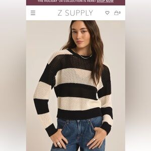 Z Supply Broadbeach Stripe Cropped Sweater size Large